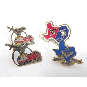 VTG Lot of 4 - Masonic and Shriner Enamel Lapel Pins Grand‎ Lodge of Texas